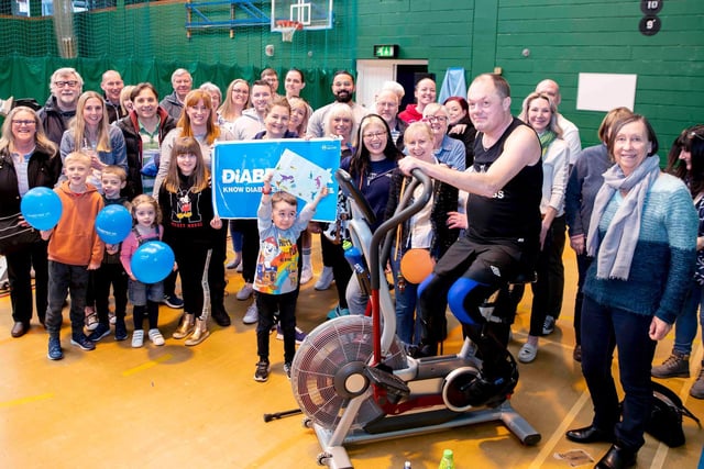 James O'Neill, 52, rowed and hand cycled for two hours straight at the Lings Forum Trilogy leisure centre on Sunday, March 20 to raise money for Diabetes UK. Photo by Kirsty Edmonds.