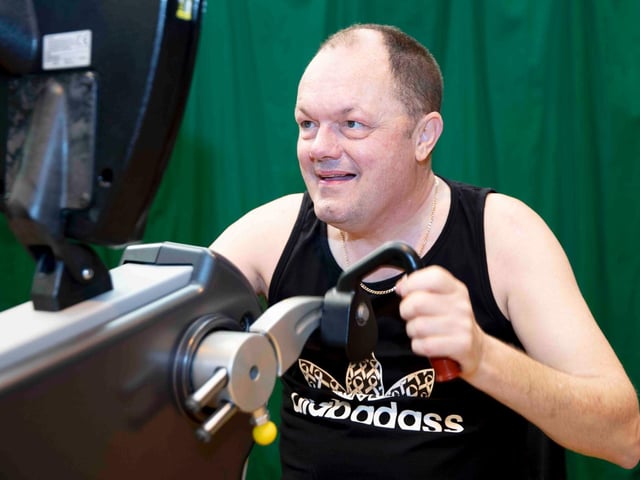 James O'Neill, 52, rowed and hand cycled for two hours straight at the Lings Forum Trilogy leisure centre on Sunday, March 20 to raise money for Diabetes UK. Photo by Kirsty Edmonds.