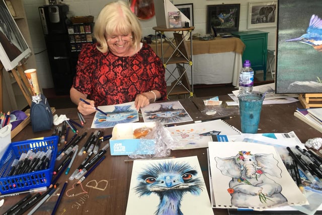 Artist Jean Wootton with her stunning collection.