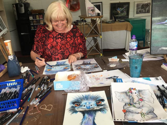 Artist Jean Wootton with her stunning collection.