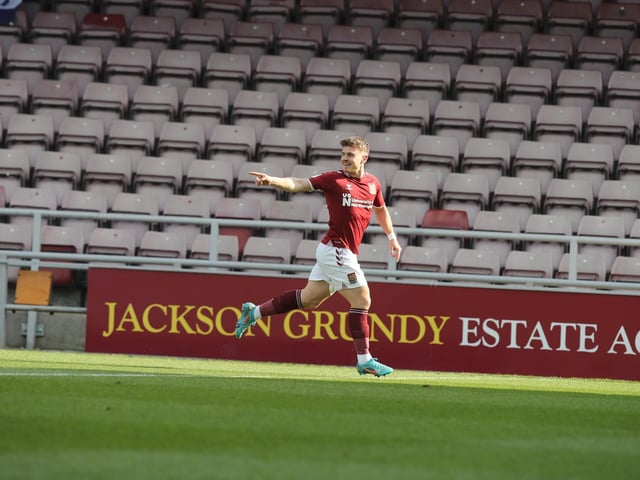 His well-taken goal only six minutes in was just what the Cobblers needed to settle nerves. Started up front before moving wide and his finish was the highlight of a terrific first-half display. Was busy and bright and a menace for Hartlepool. Never stopped running... 8