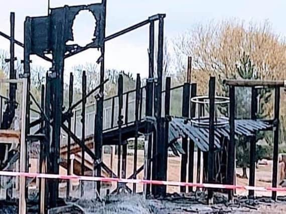 This was the scene on Saturday morning after a blaze destroyed the adventure playground