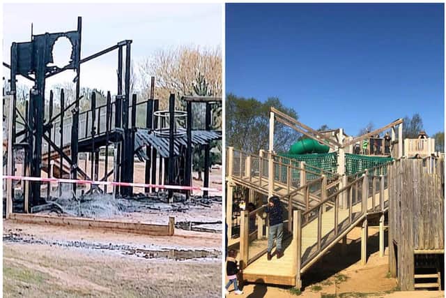 All that was left of the adventure playground after Saturday's fire at Stanwick Lakes
