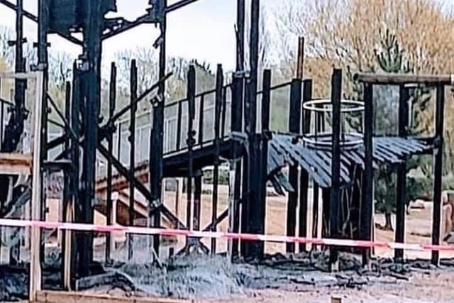 Saturday's blaze destroyed the tower and walkway