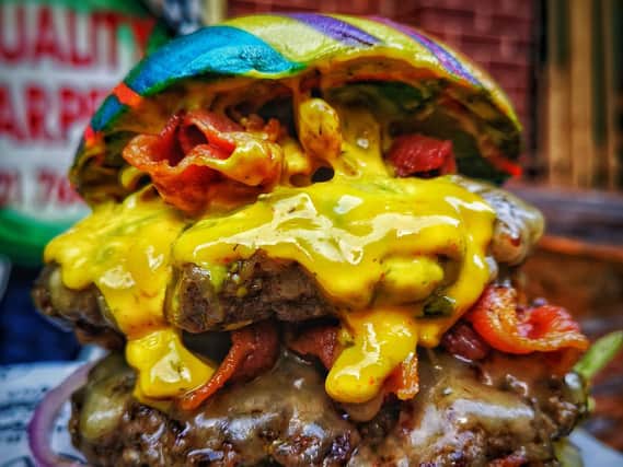 The 'Freakin Rainbow burger'.