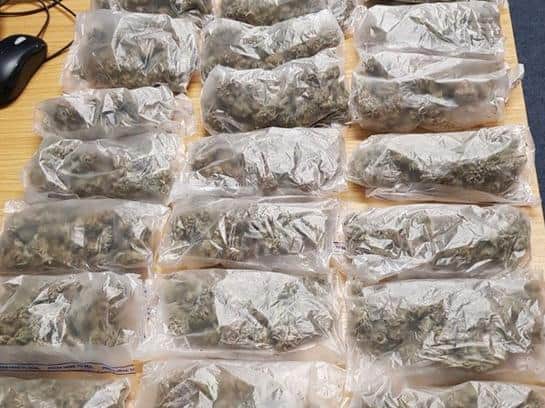 Part of the cannabis haul police officers found in a car boot in Wellingborough. Photo: @Northants_RCT