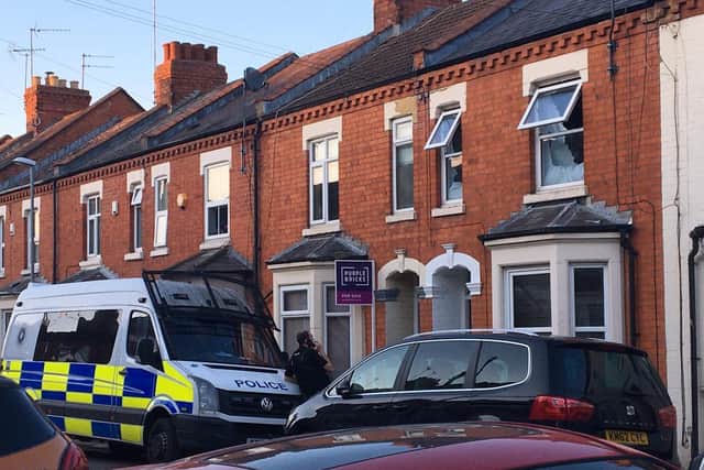 Police raided the house in Purser Road, Abington, on Monday evening