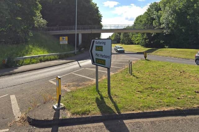 Yobs have been seen hurling objects as cars from thefootbridge over Talavera Way