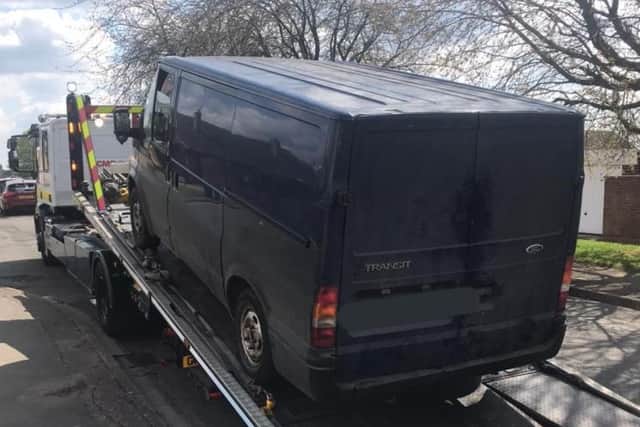 The van suspected of being involved with fly-tipping offences was seized by police in Northampton. Photo: Northamptonshire Police