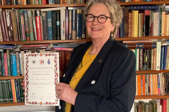 Dr Annette Greenwood at St Andrew's Healthcare with her Rose of Northamptonshire Award.