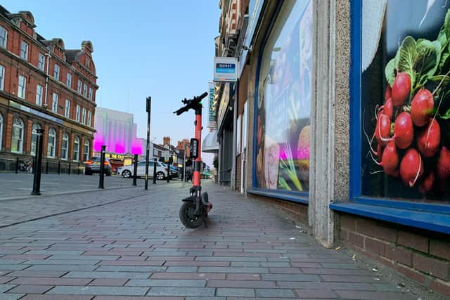 A discarded e-scooter in Abington Street on Wednesday (April 15)