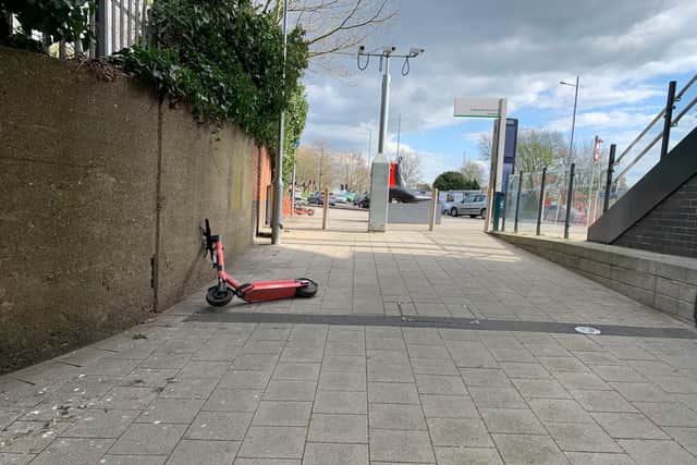 The discarded e-scooter which Ms Gayton saw at the railway station
