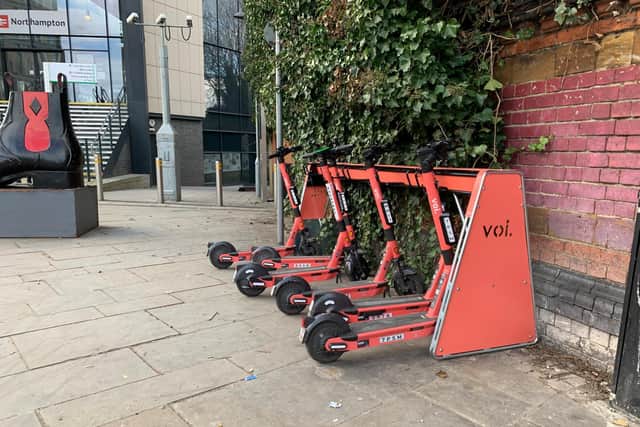 Although there is a rack outside the station, Ms Gayton is unhappy with the way the scooters have not been properly locked in