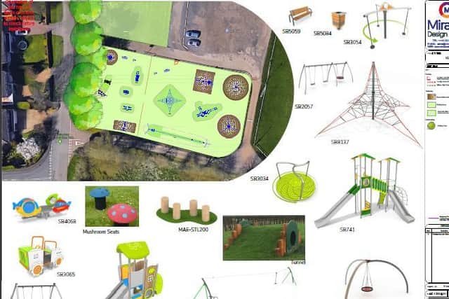 The new design for Kislingbury Playing Fields' playground and the equipment