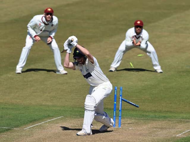 You didn't want to leave that... Nick Selman of Glamorgan is bowled by Gareth Berg