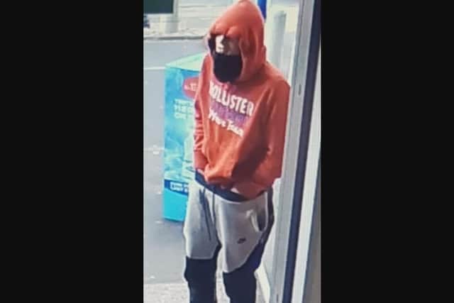 Police want to speak to this man in connection with the robbery.