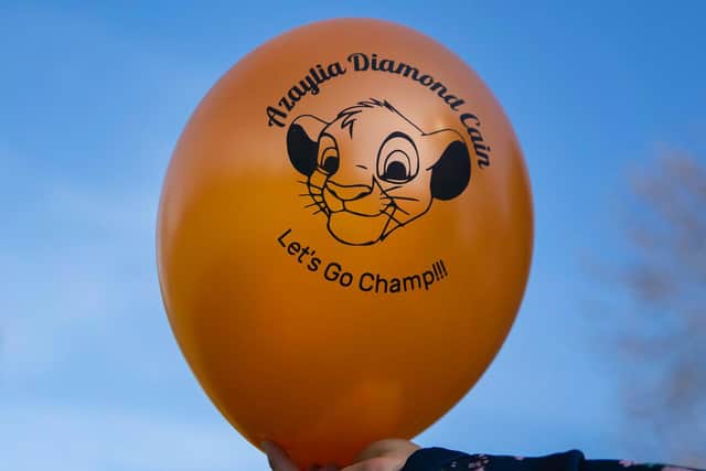 Chaz had the balloons made specially. Photo: Kirsty Edmonds.