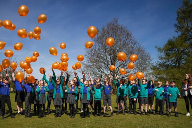 Around 100 balloons were released to honour Azaylia Cain. Photo: Kirsty Edmonds.