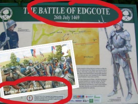 The name of the battle on Royal Mail's stamp differs from that at the Northamptonshire site