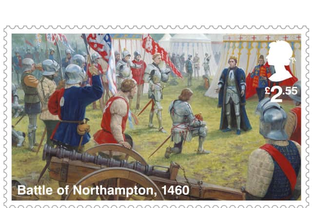 Royal Mail's stamp showing the Battle of Northampton, which took place between Delapre and Hardingstone