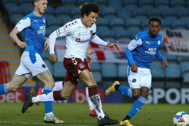 Shaun McWilliams in action against rivals Peterborough.