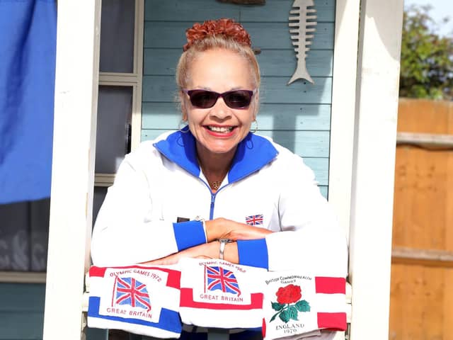 Anita Neil with some of her official GB and England running kits