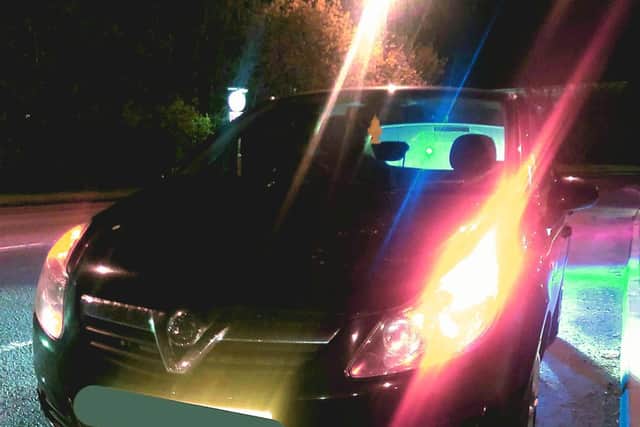 Police stopped the Vauxhall Corsa in Weedon Road, Northampton, at around 11pm on Wednesday. Photo:Northants_RCT