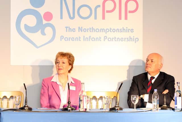 Andrea Leadsom speaking about NorPIP with Iain Duncan Smith in 2012. (File picture).