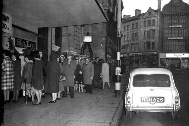 Queues outside Adnitts for the New Year's Day sales in 1965