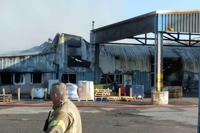 The scene of the warehouse fire in Brackmills.