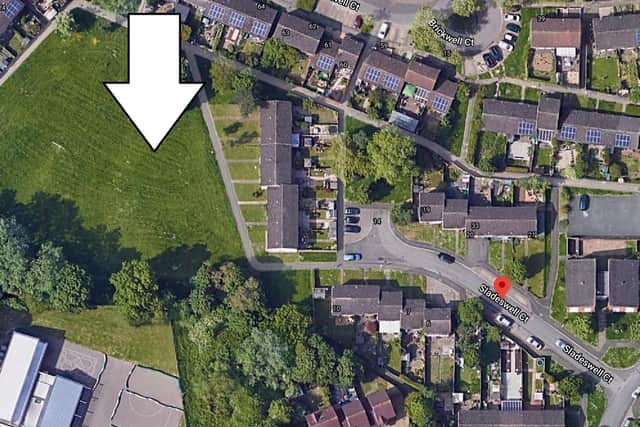The girl was walking between Standens Barn school and Sladeswell Court when she was bitten by the dog