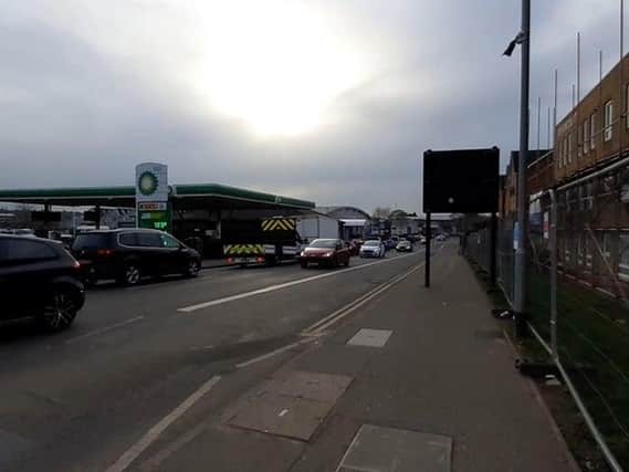 The bus lane camera (top right) opposite Westbridge Garage