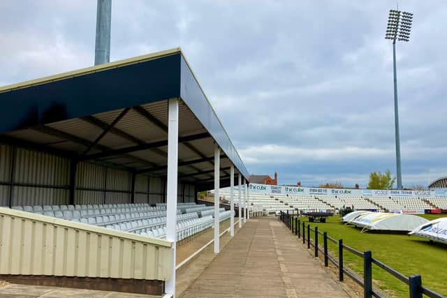 The west stand at the County Ground has been given a lick of paint, and also has new white seats