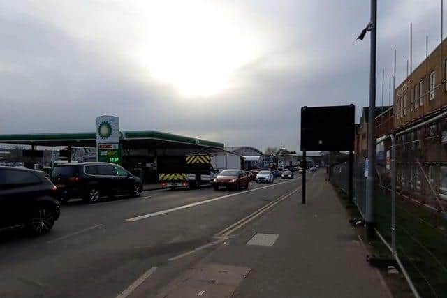 The bus lane camera (top right) opposite Westbridge garage