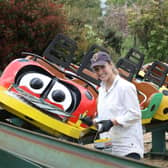 Rachael Harris paints the Ladybird rollercoaster