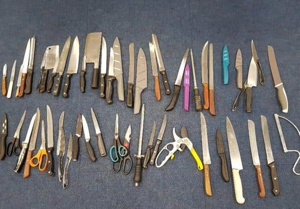 This is the haul of knives handed in to police outside Morrisons supermarket last week.