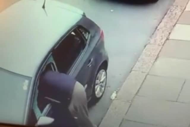 Footage of the man breaking into Wiktoria's car