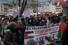 The 'March for Palestine' protest in Northampton town centre today.