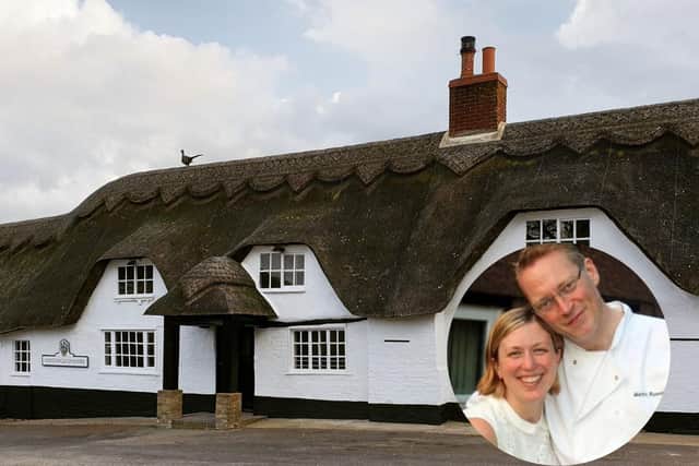 The Pheasant at Keyston and, inset, Martin and Zoe