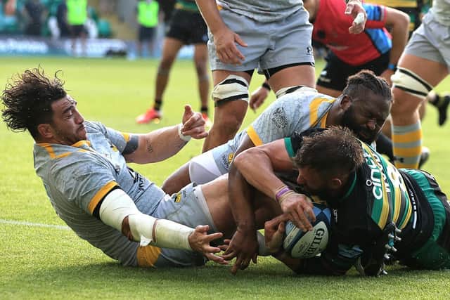 Tom Wood scored what proved to be the winning try for Saints