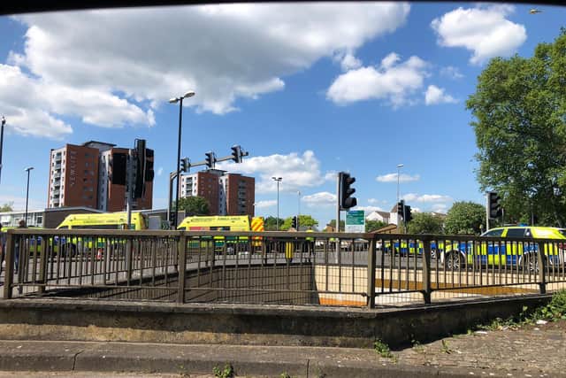 Emergency services at the scene on Saturday