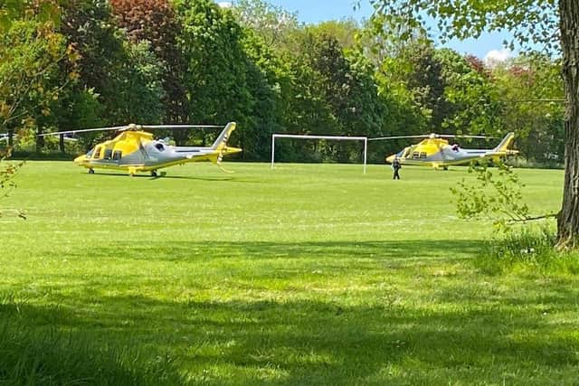 Two air ambulances were called following the crash on Saturday