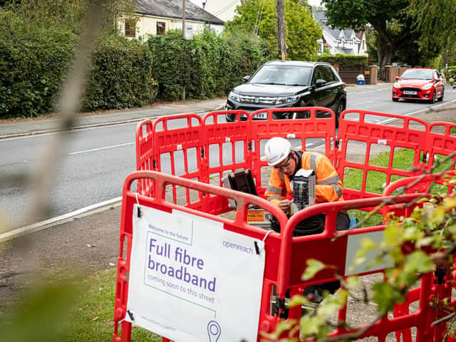 Full fibre broadband is being introduced to 13 areas in the county.
