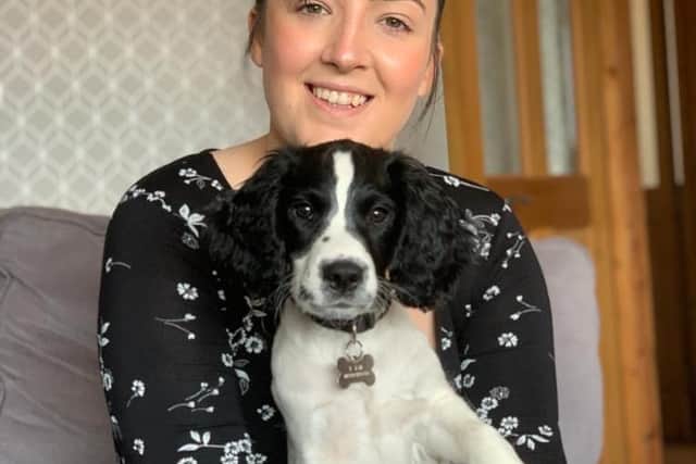 Katie Owens with her puppy, Barney.