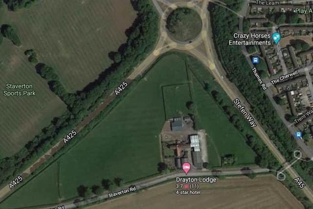 Bellway Homes wants to build 140 properties on the 4.5-hectare patch of land occupied by Drayton Lodge Farm between the A425, A45 Steffen Way and the old Staverton Road. Photo: Google