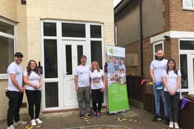 Phil and Sue Adkins (centre), their son, Rob and partner Shannon (left), daughter Emma with partner Andrew (right). Photo: Northamptonshire Health Charity.