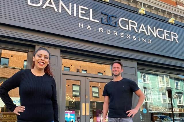 Competition winner, Hannah Litt, with salon owner Daniel Granger.