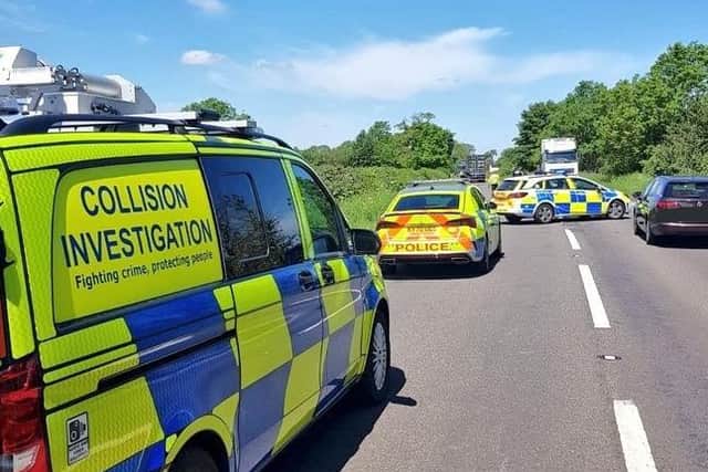 The A45 is blocked north of Daventry while crash investigations get under way