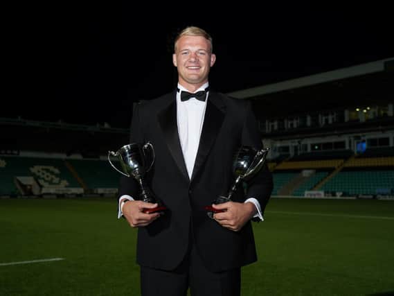 David Ribbans scooped two big awards at Saints' end-of-season dinner on Tuesday night (pictures: Northampton Saints)