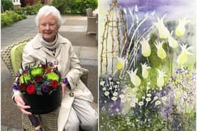 Jean Allen was presented with a bunch of flowers by Richmond Villages Northampton after her painting made the front cover of a poetry book by charity NAPA (National Association for People Providing Activities) NNL-211006-114031001